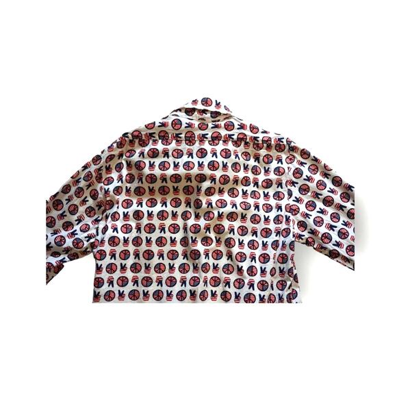 Peace Sign Shirt Hippie Button Down 1960's 1970's Mens Size L Royal Tailors - Picture 2 of 6